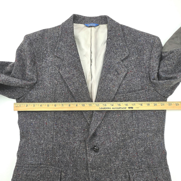 Americana Workwear Pendleton Tweed Blazer Size 43 Men Gray Suede Elbow Patch USA - Picture 10 of 16
